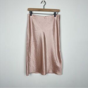 Theory Peach Pink Side Slit Slip Skirt, S
